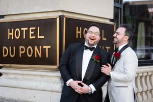 Hotel duPont same sex couple wedding portrait