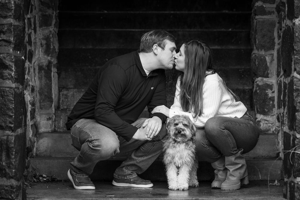 Engagement Portrait with a dog. Gibraltar Gardens