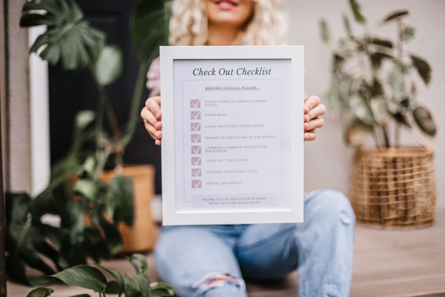 Event planning checklist displayed on white paper against natural background.