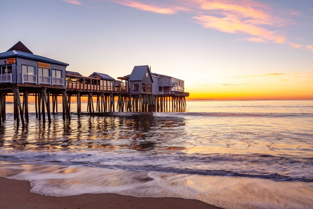 Long exposure photograph of the pier at Old Orchard Beach, Maine