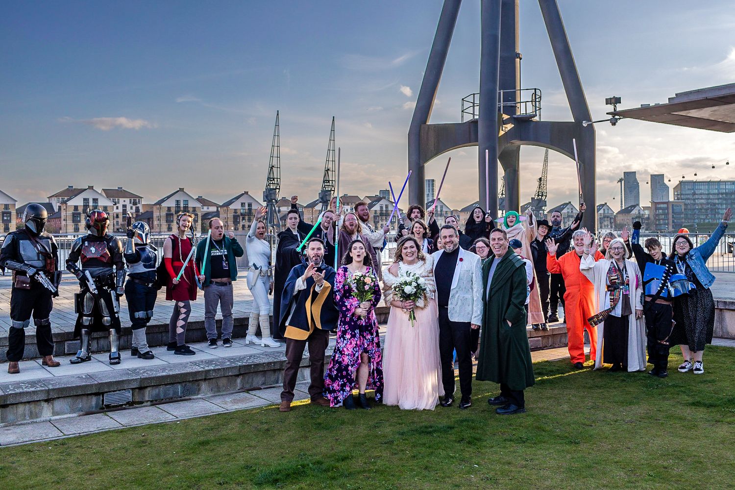 A Star Wars wedding with Mandalorians, Lightsabers, Rebel scum and a happy bride and groom in London