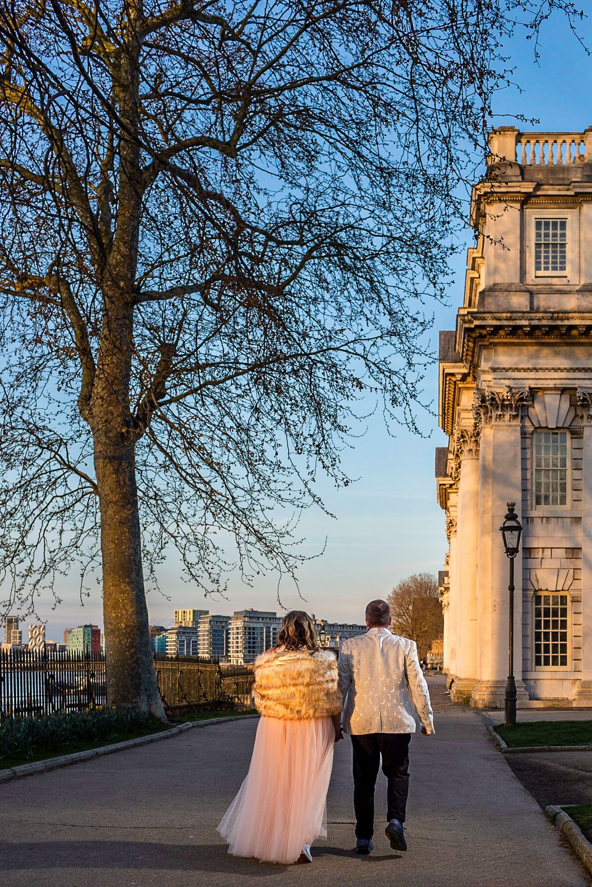 A happy newlywed couple getting married in Greenwich London