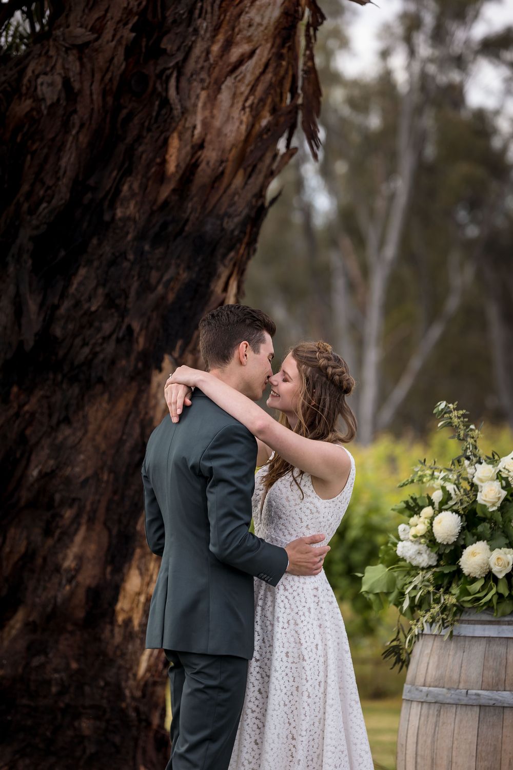 Bride and Groom share their first kiss as Man and Wife during their wedding ceremony