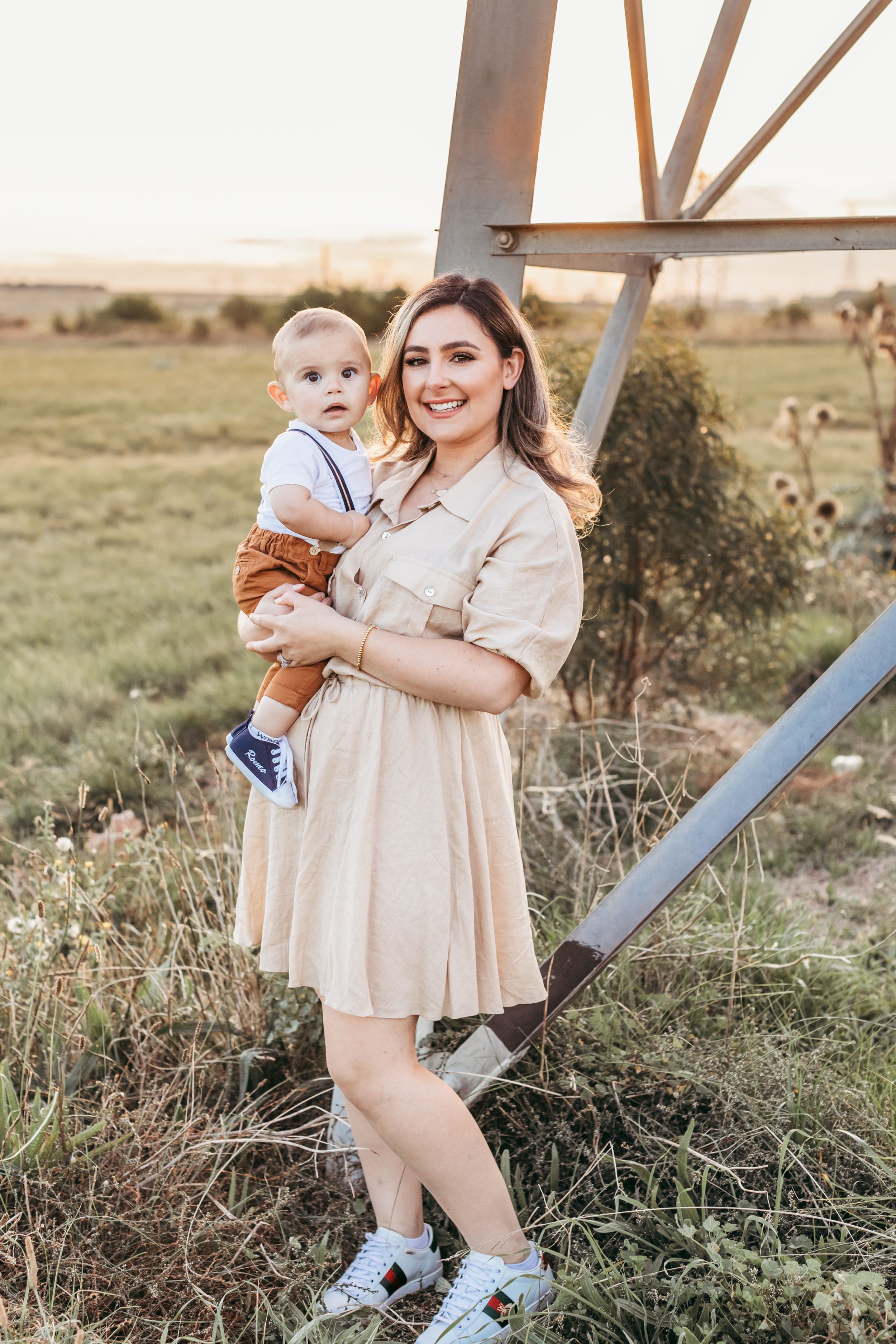 sunset mother and son portrait