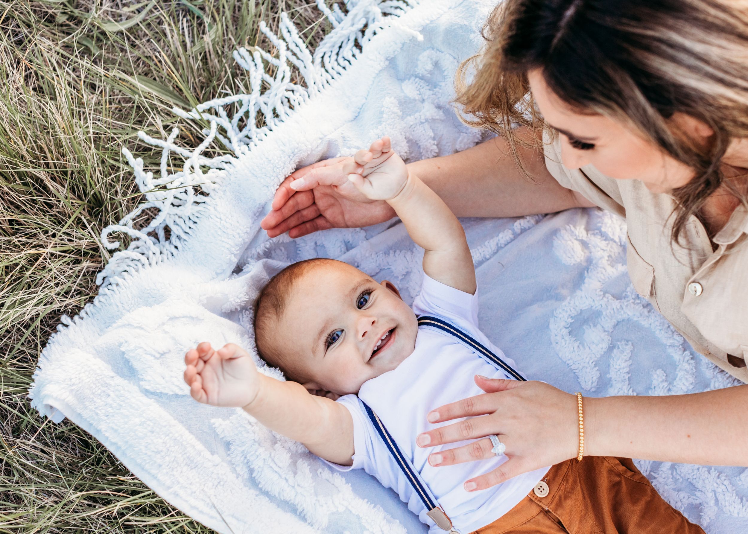 sunset mother and son portrait