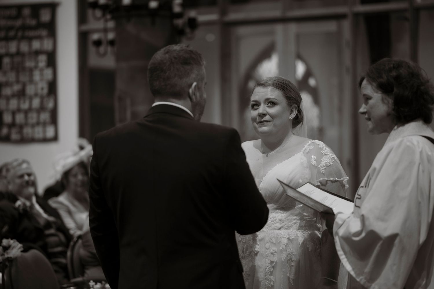 emotional bride exchanging vows, sheffield wedding