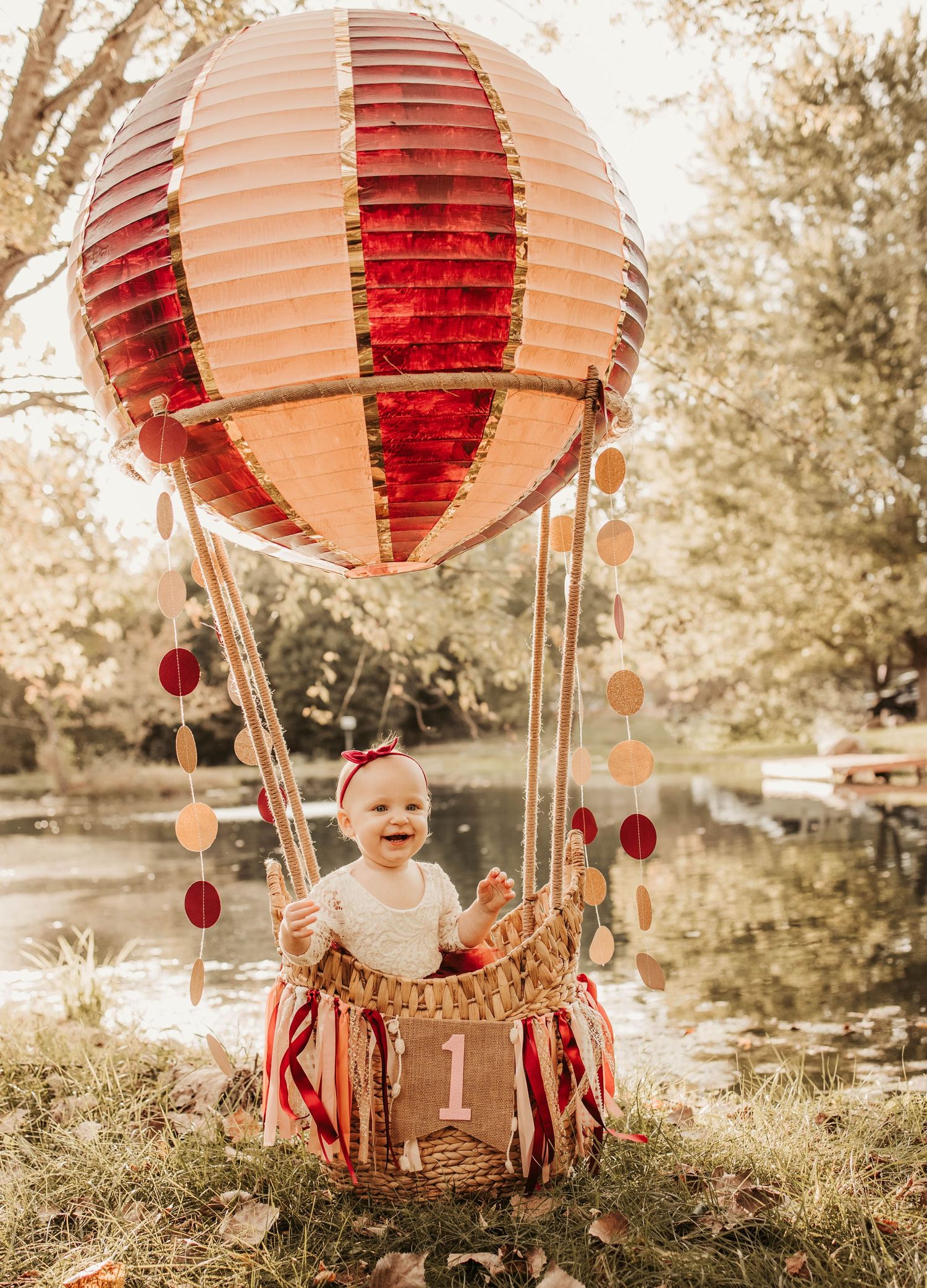 Little girl in a hot air balloon celebrating her birthday in Tipton.