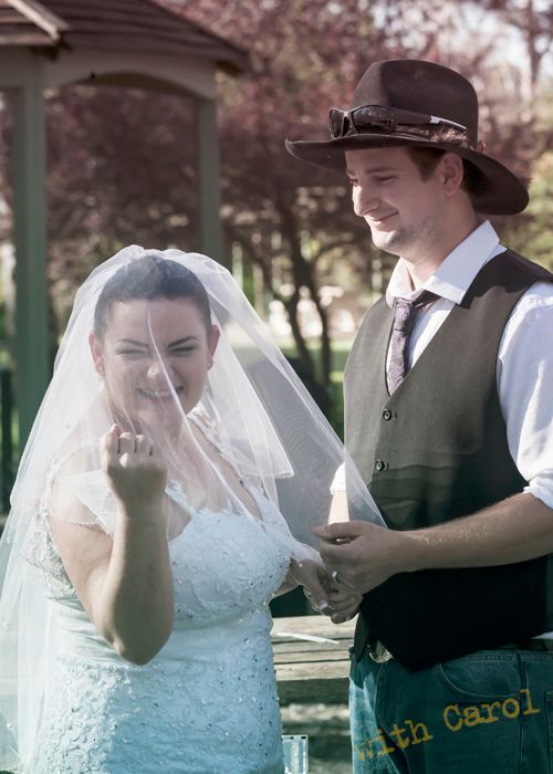Wedding ceremony moments captured in vintage style at an outdoor gazebo.