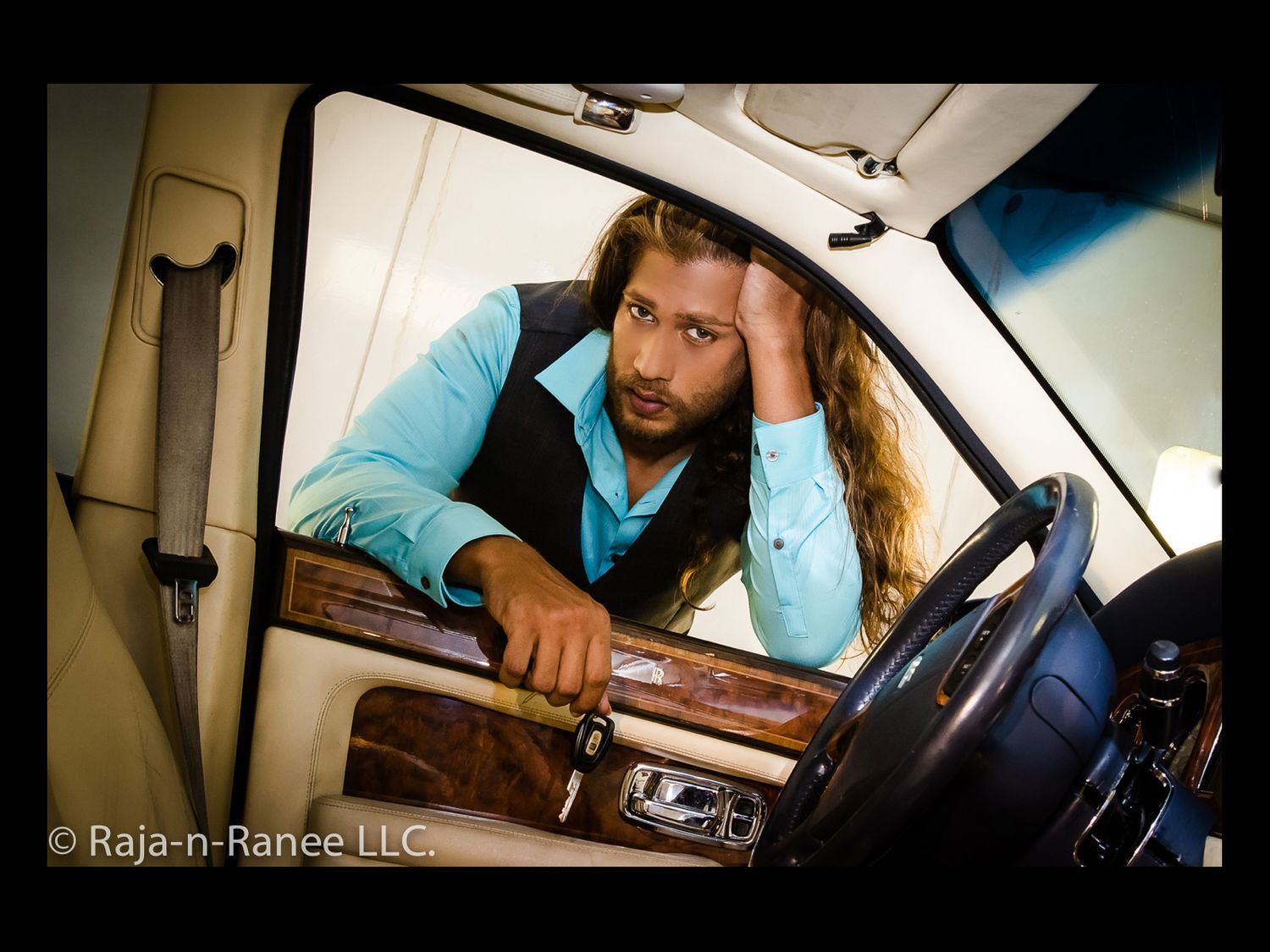 Lifestyle automotive photography session inside a luxury vehicle.