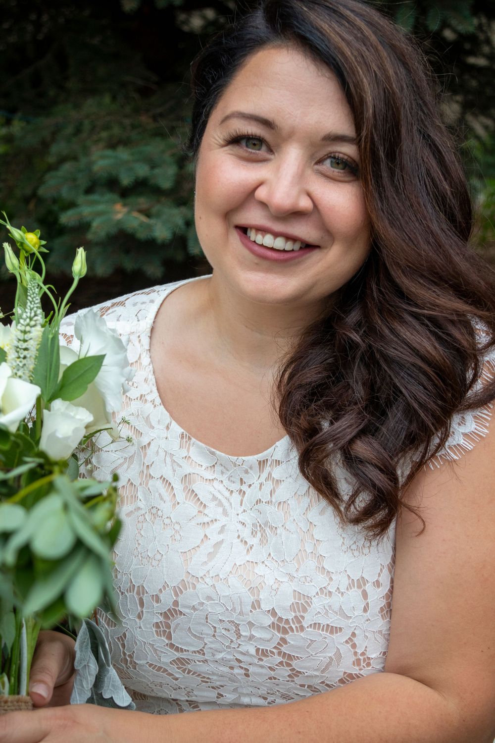 Bride happily smiling