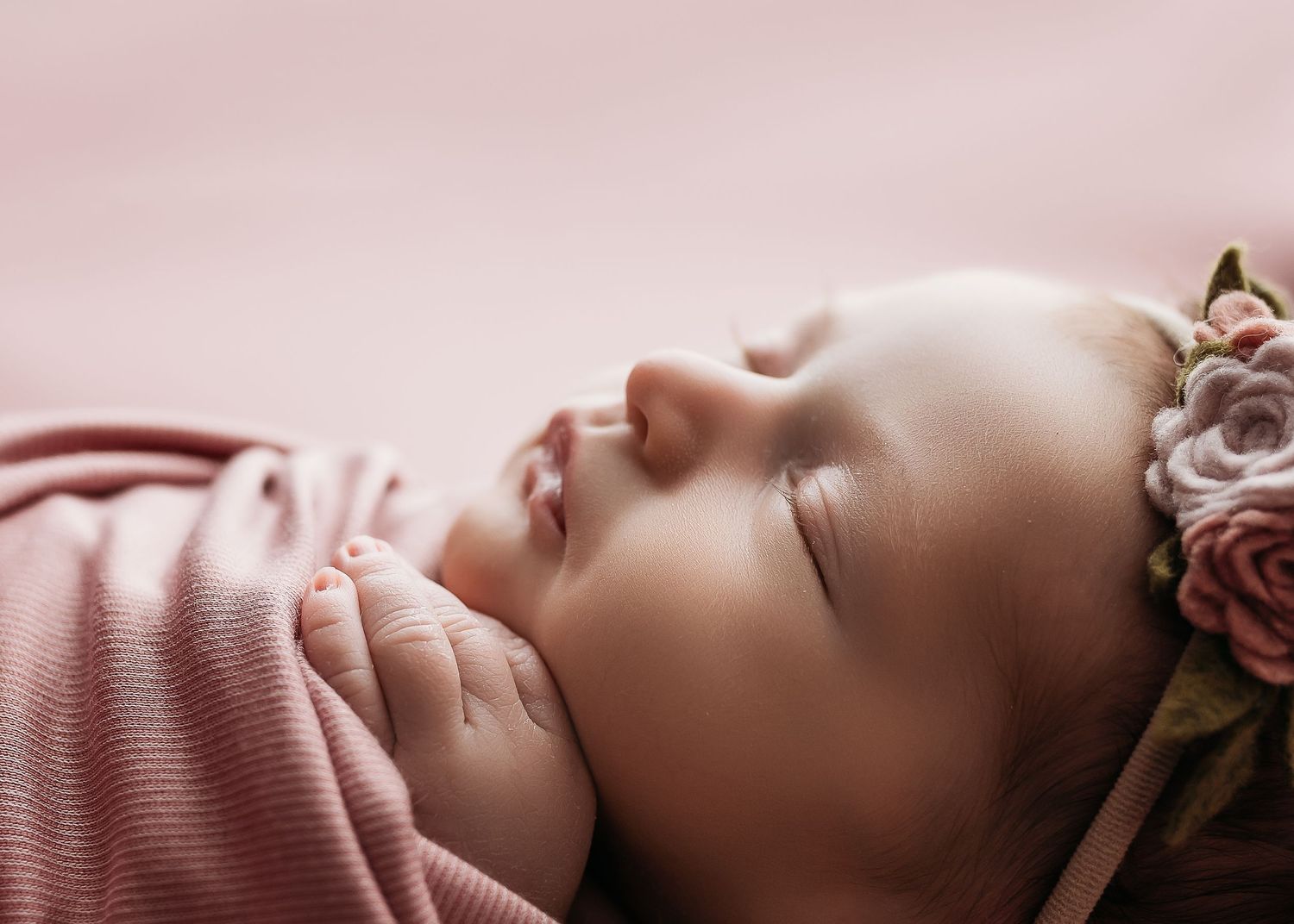 newborn baby girl pink closeup Ridgefield ct studio
