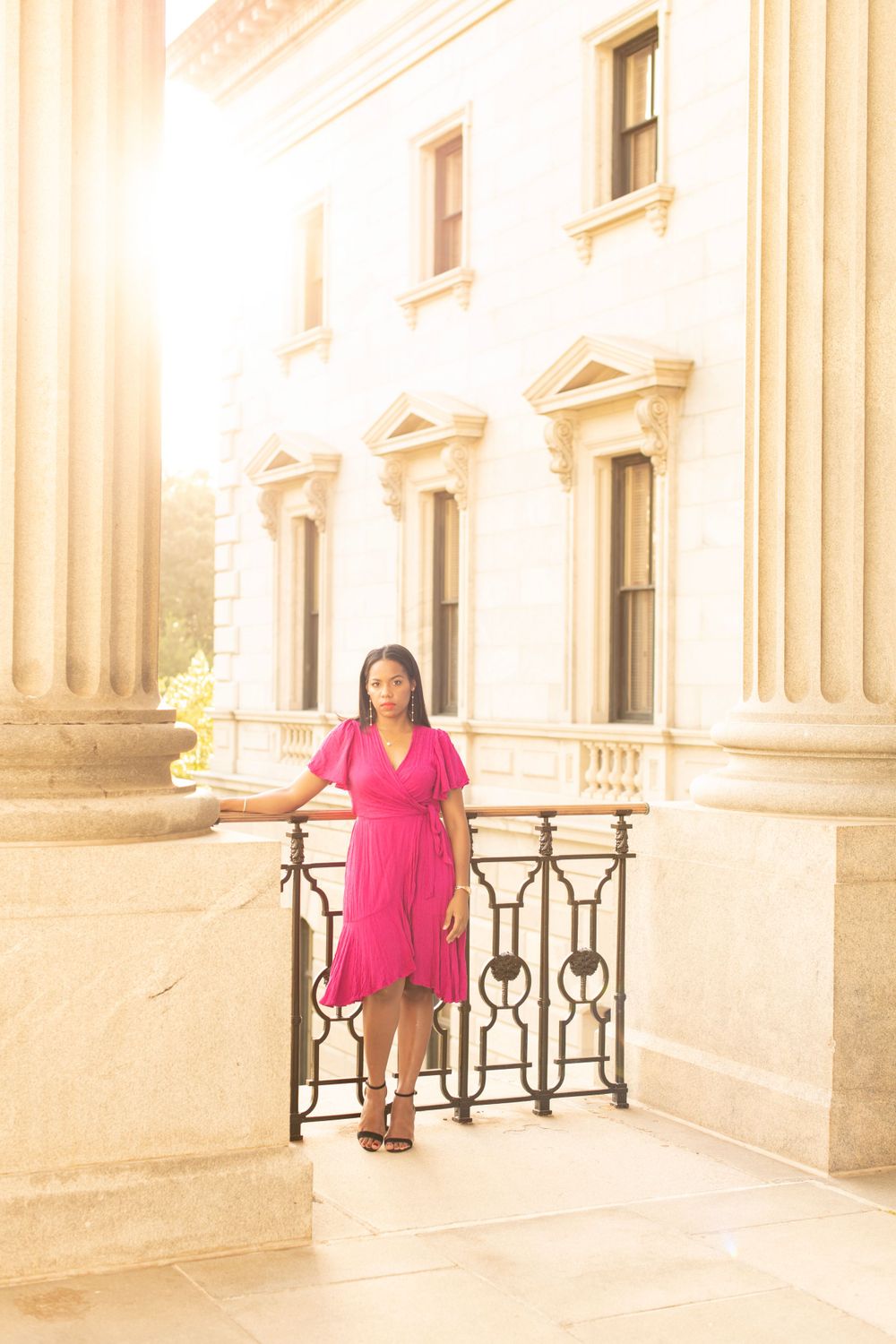 Girl during golden hour at the South Carolina State House