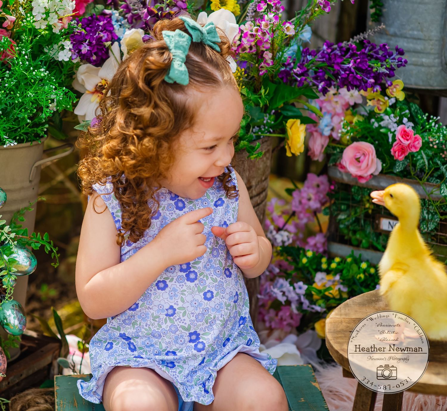 Easter spring mini session Alabama creative set flowers baby duckling Opp Alabama Silverhill Alabama smiles Session with baby animals photo