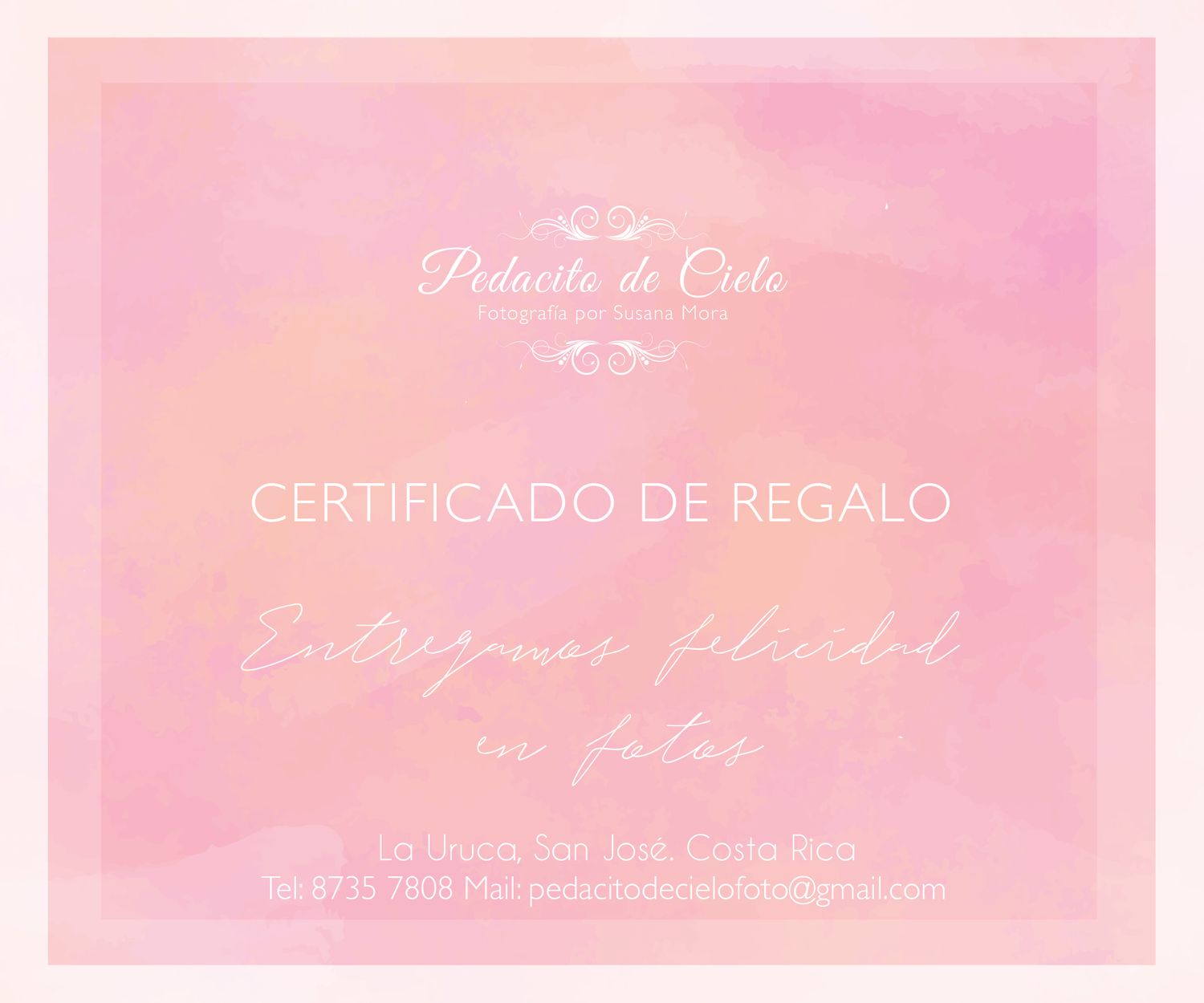 Certificados de Regalo Pedacito de Cielo Foto