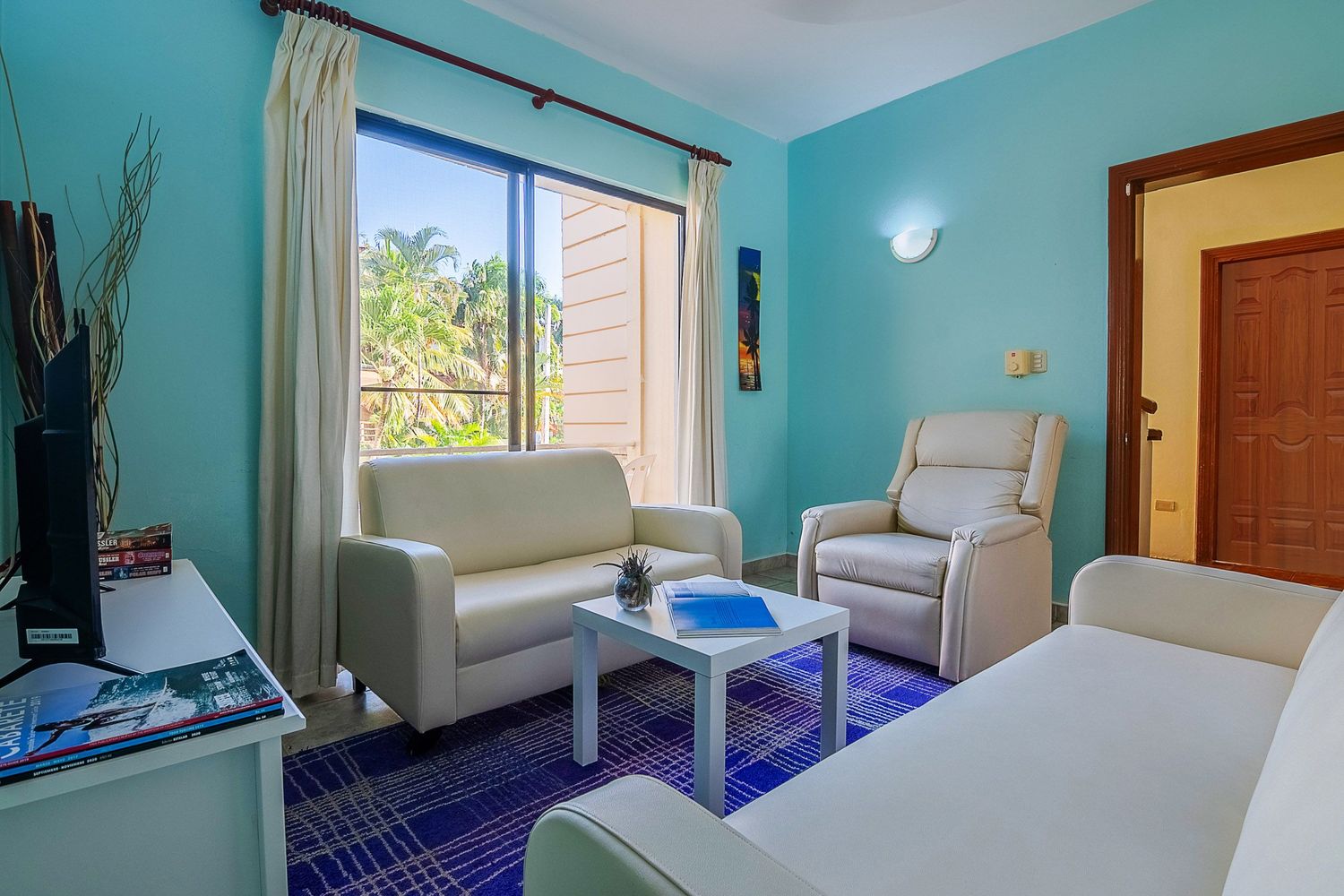 Another view of Living Room of a 2 bedroom apartment in the best cheap hotel in sosua, girl friendly, ideal for chicas