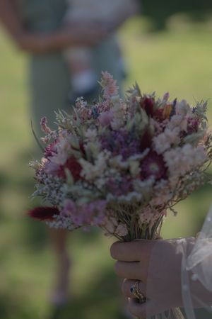 A close up of a wedding bouquet