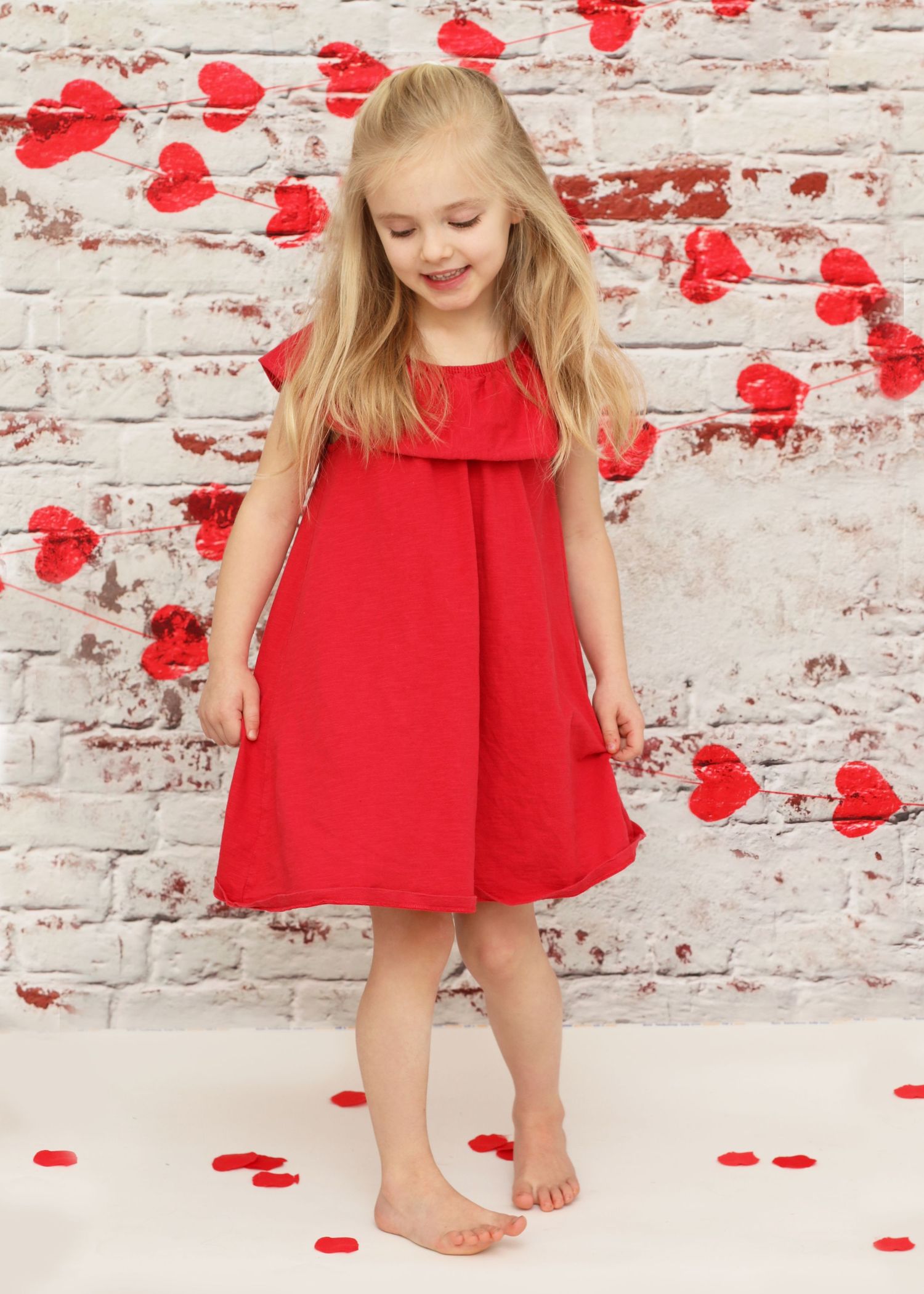 Little Girl Child Valentines Day Mini Session Red Dress. Newborn Photographer Tameside.