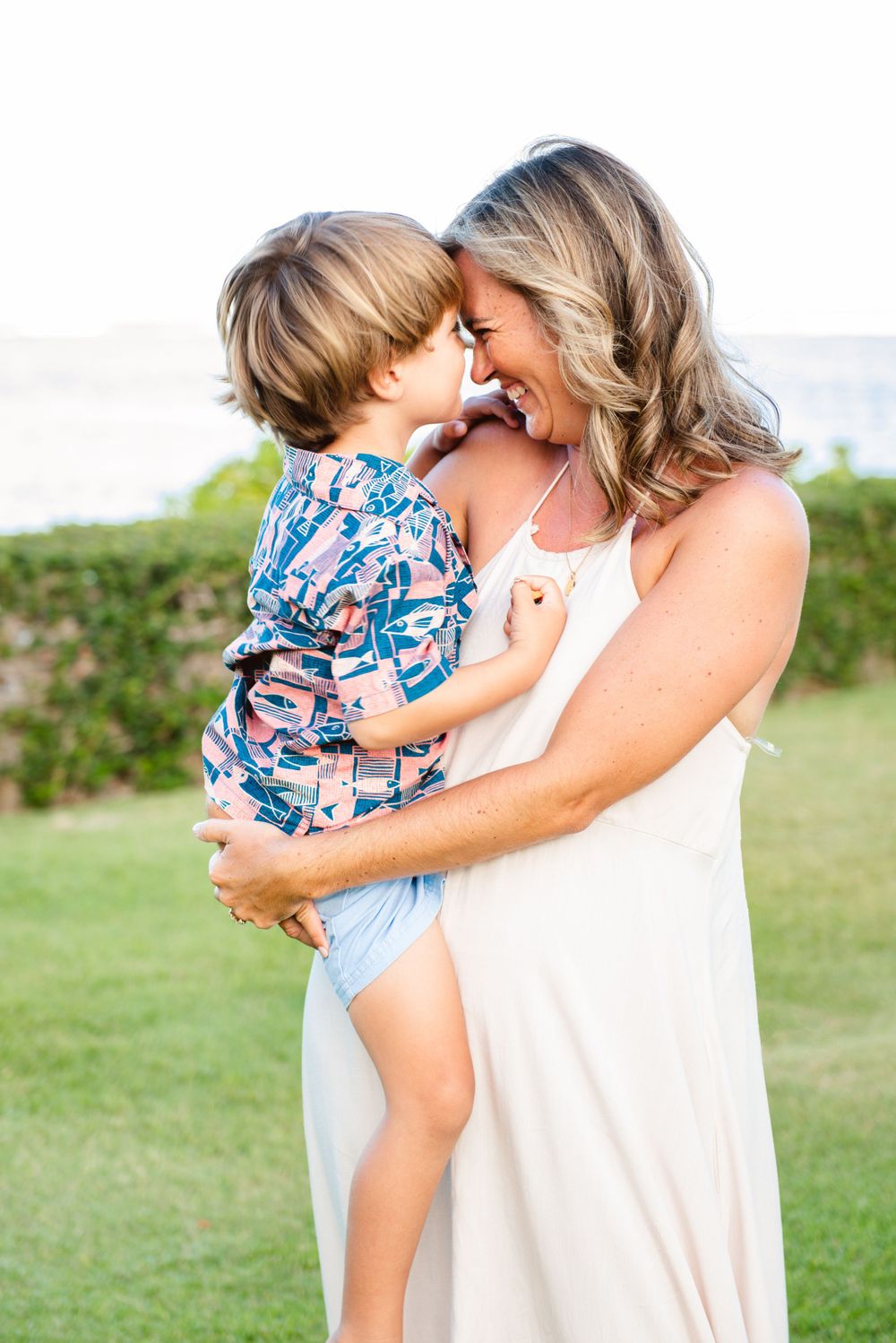 Candid mother and son for a family photography session in Oahu Hawaii.