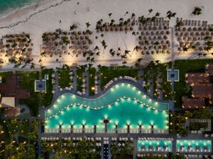 Lopsean pool and beach Punta Cana DR drone picture