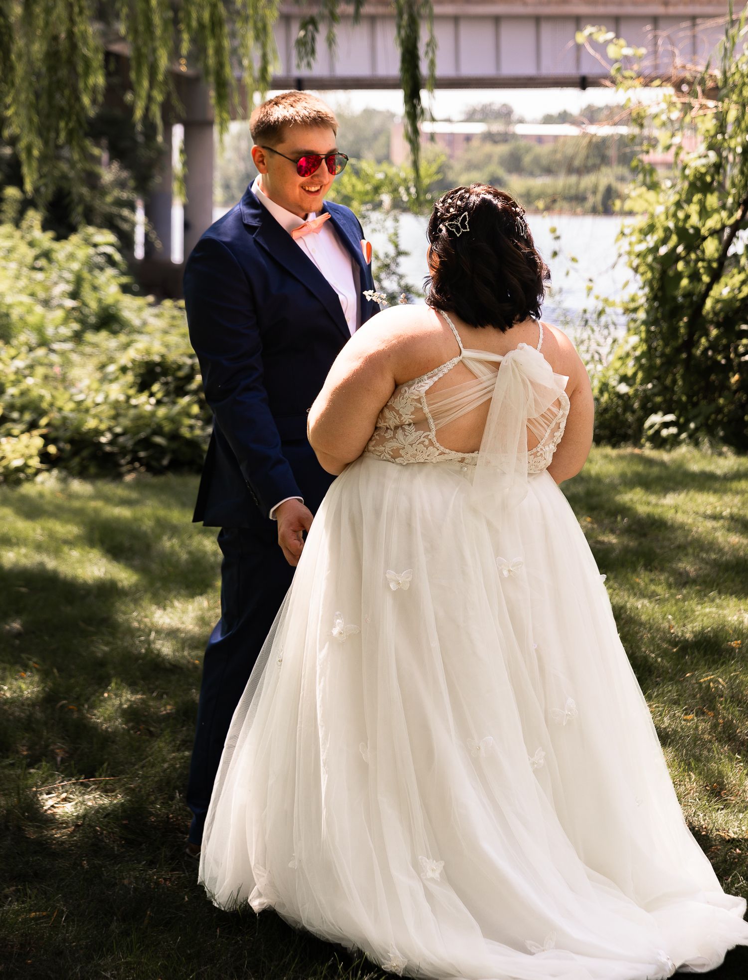 first look outdoor wedding elopement