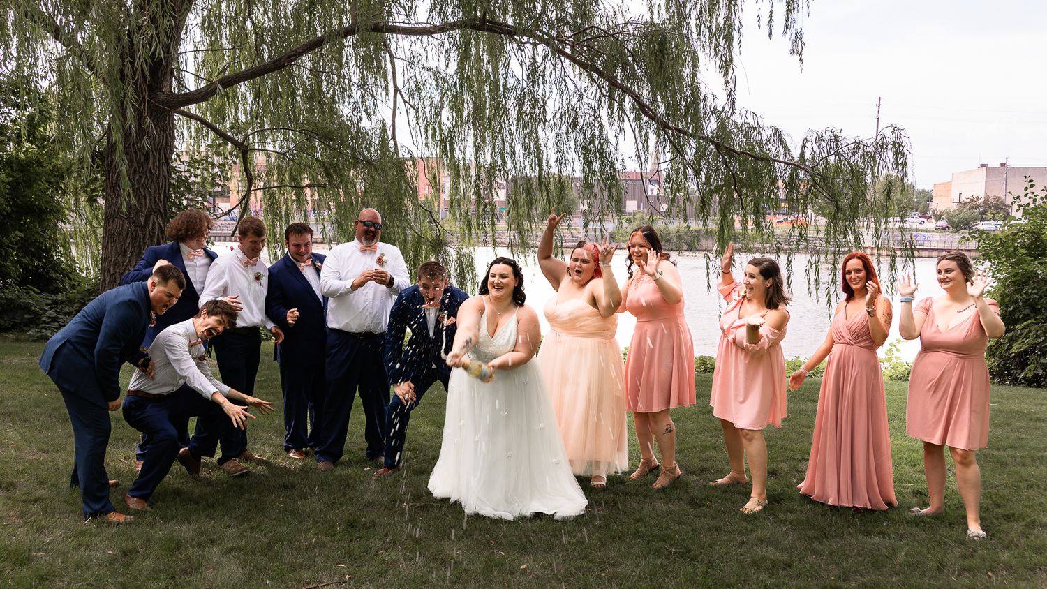 champagne toast with bridal party