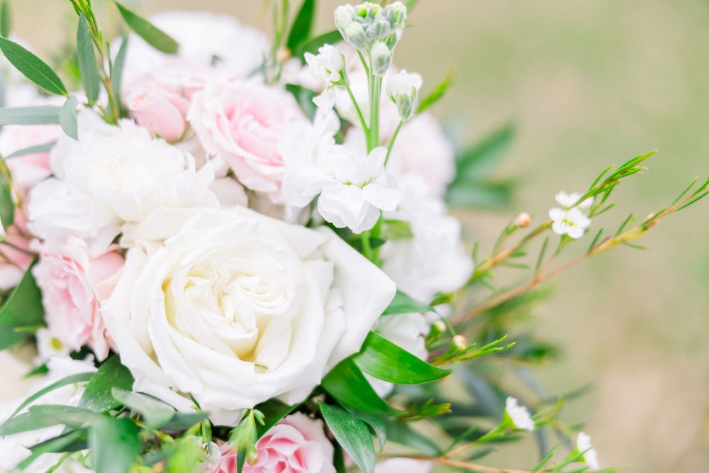 wedding bouquet with white and pink florals
