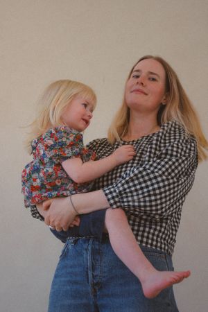 In studio motherhood mini portrait session with mom and toddler