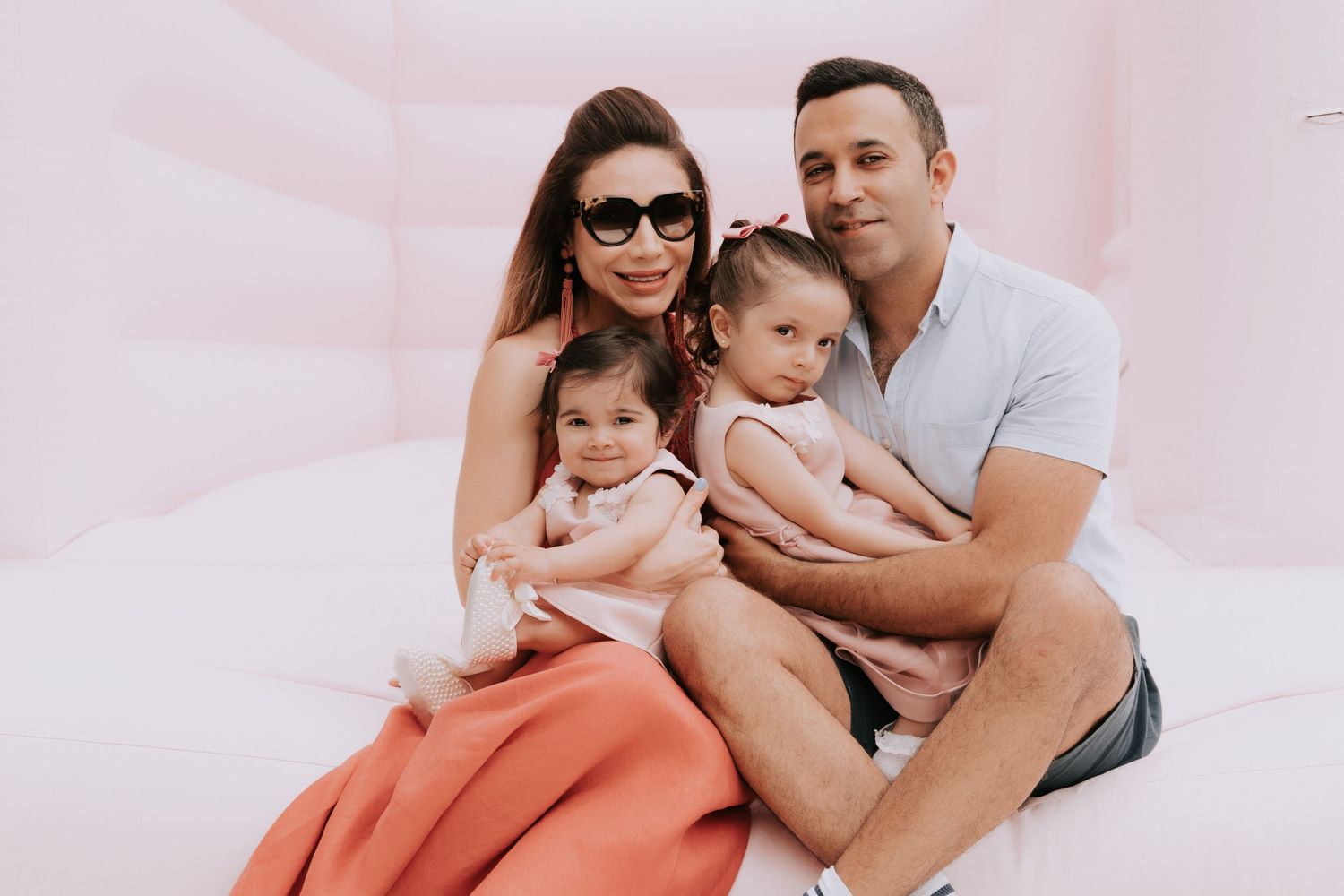 professional photography family of four at a birthday party event
