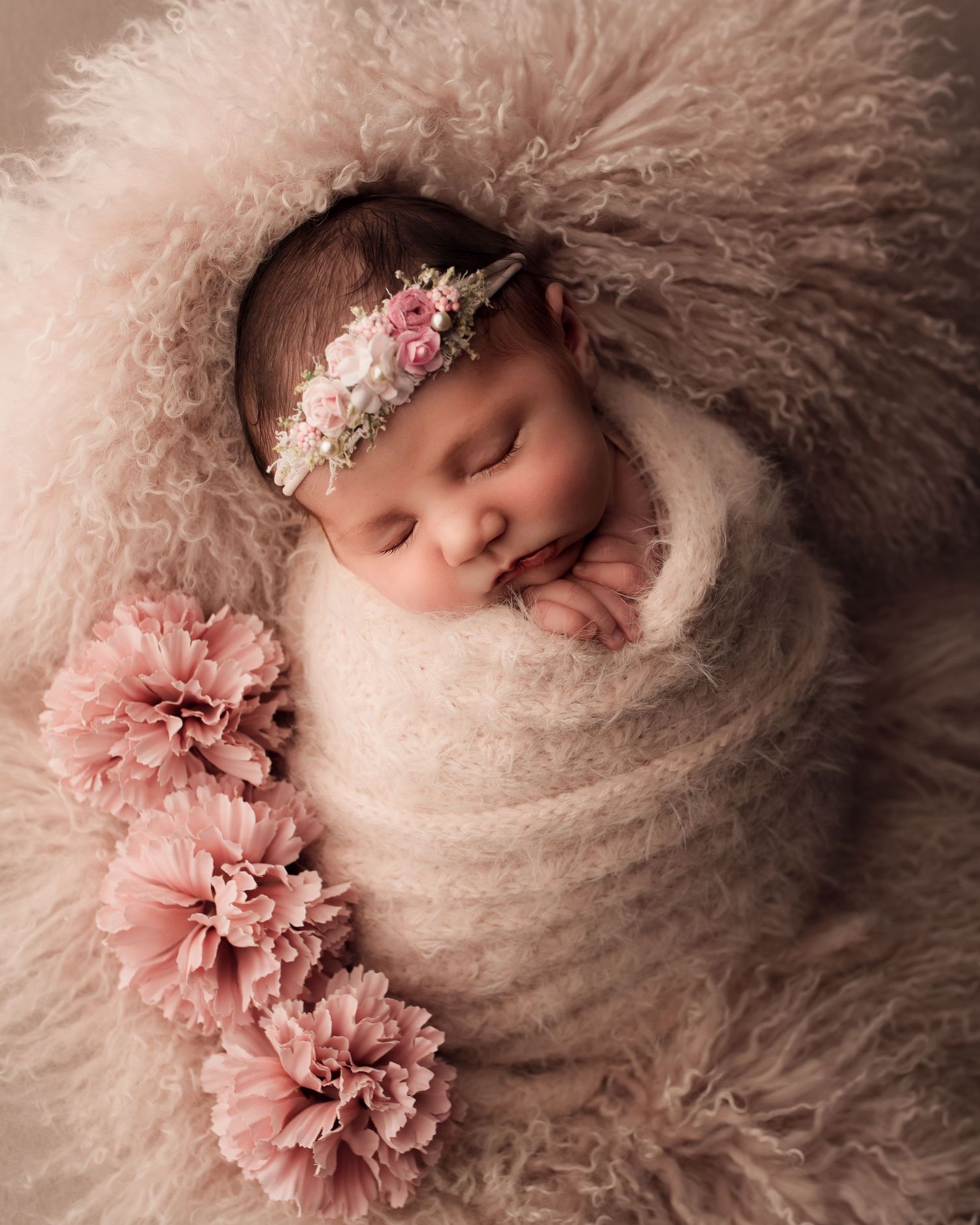 Palmerston North Newborn Baby Family Photographer. Pink Floral