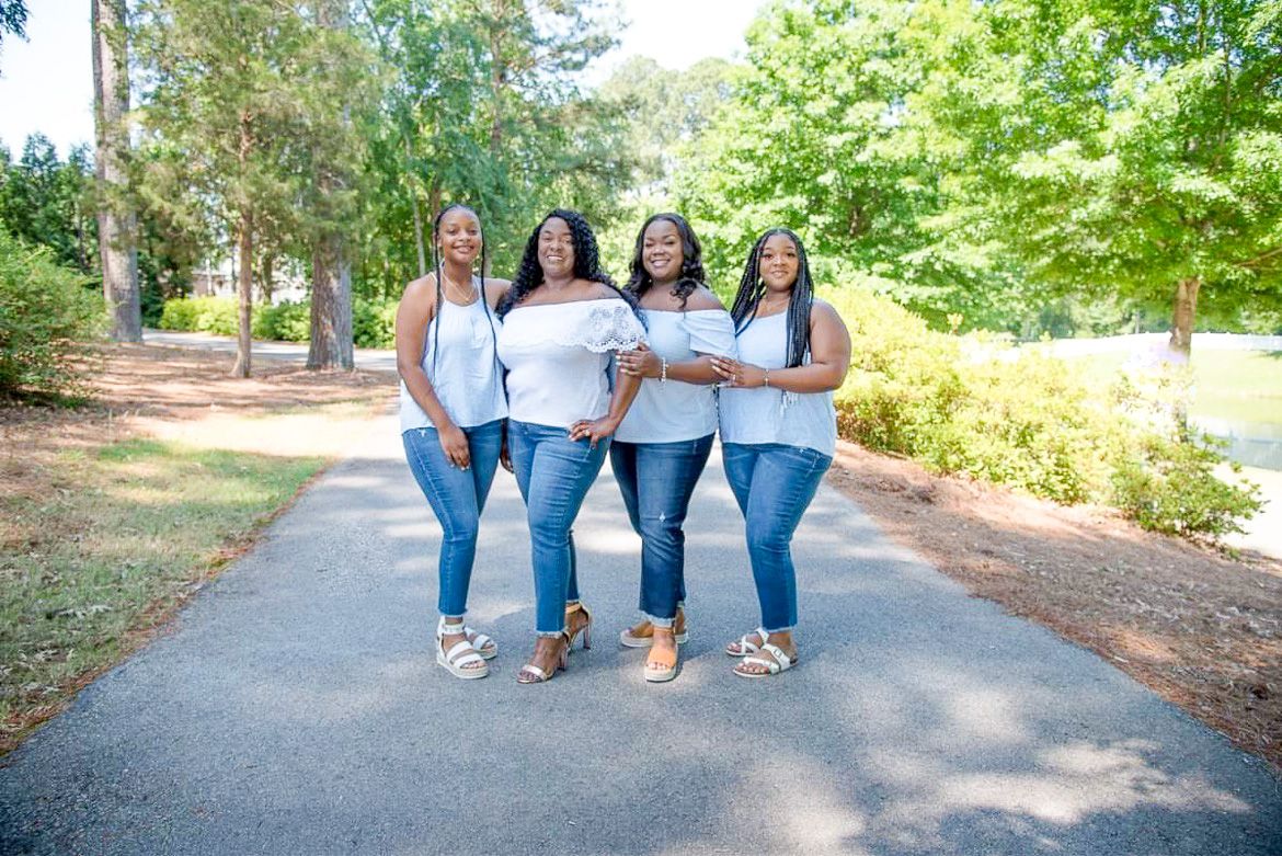 Family Outdoor Photo Session in White tops and Jeans in Evans, Georgia