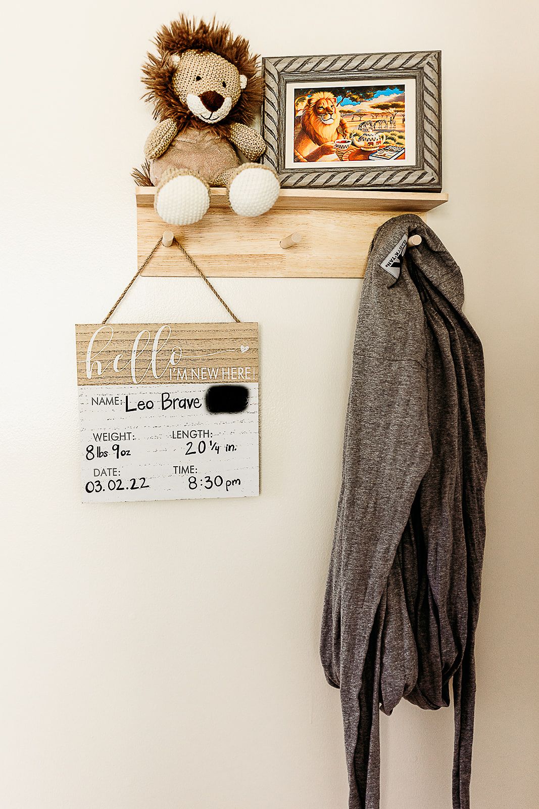 A View of decorations on the wall in a new baby's nursery.