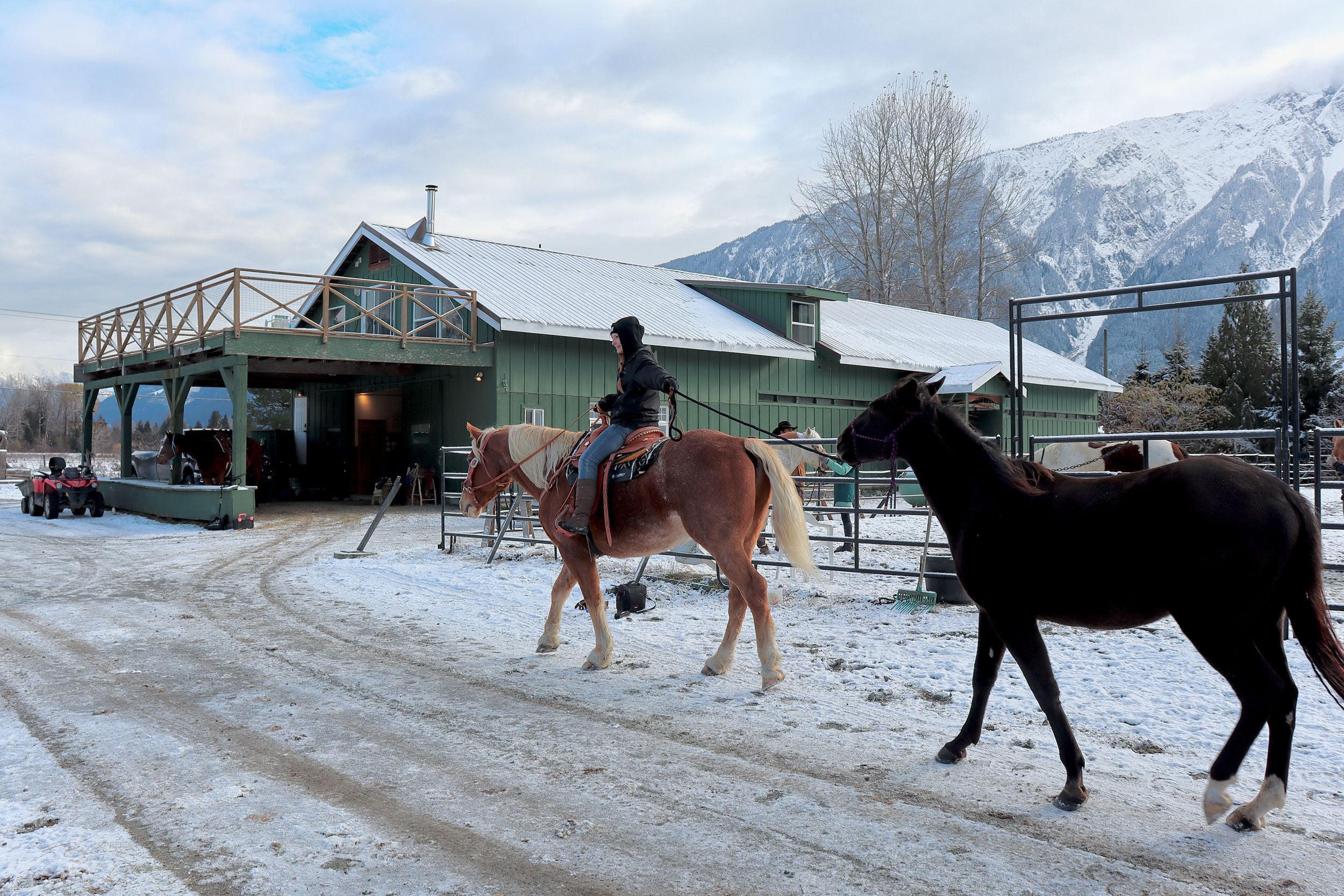 Mountain Horse Rider with Barn Photo Wall Art