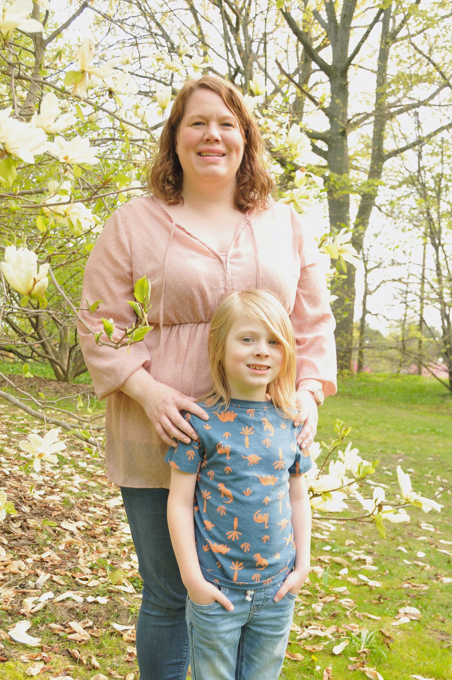 Mom and son outside photograph