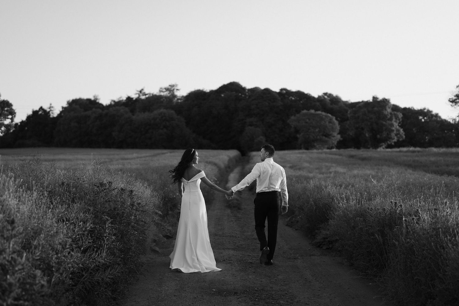 bride-and-groom-sunset-golden-hour-stockton-house-wedding-shropshire