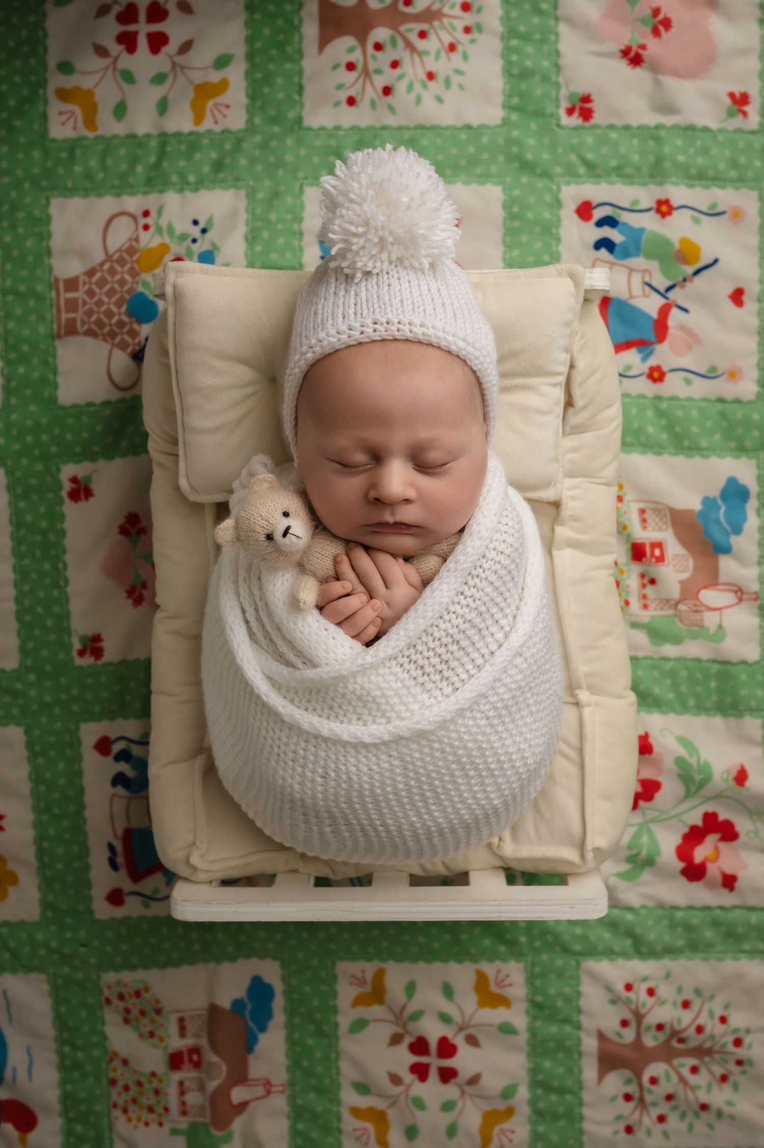 Charlottesville, Virginia photographer, wrapped newborn on bed, sleeping baby, maternity, family photography