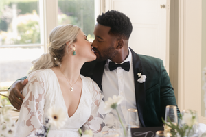 Midlands Bride and Groom at Wedding Reception Kissing by Honey Plum Photography