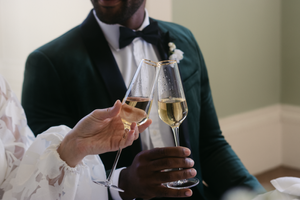 Midlands Bride and Groom at Wedding Reception with Champagne Glasses