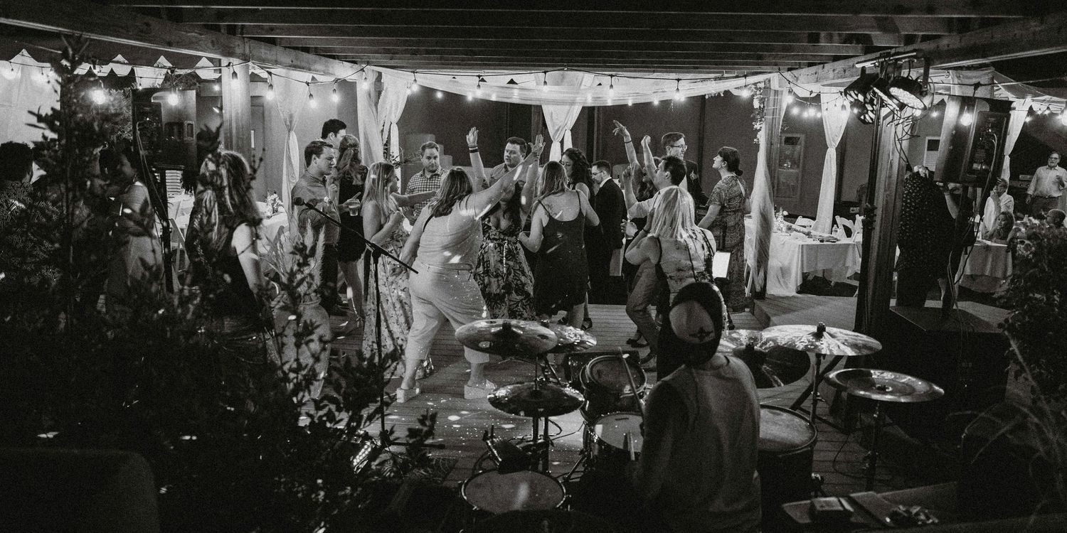 Backyard Southwest Wedding Reception Live Band Dancing cinematic destination wedding photographer