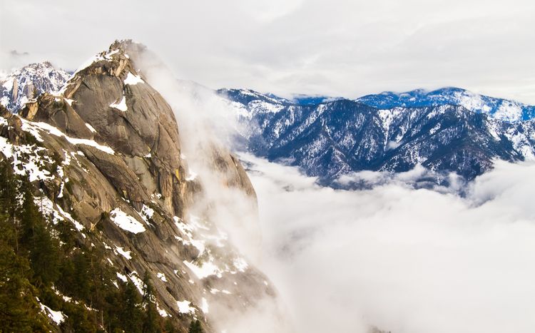 Moro Rock in Fog, Sequoia National Park, California