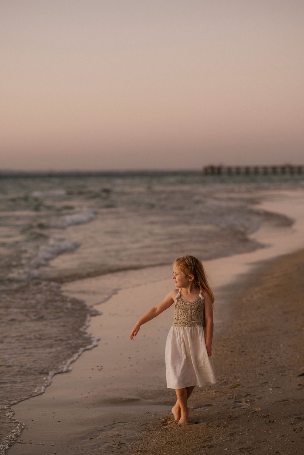 Little Girl at Carrum Beach at Sunset Portrait