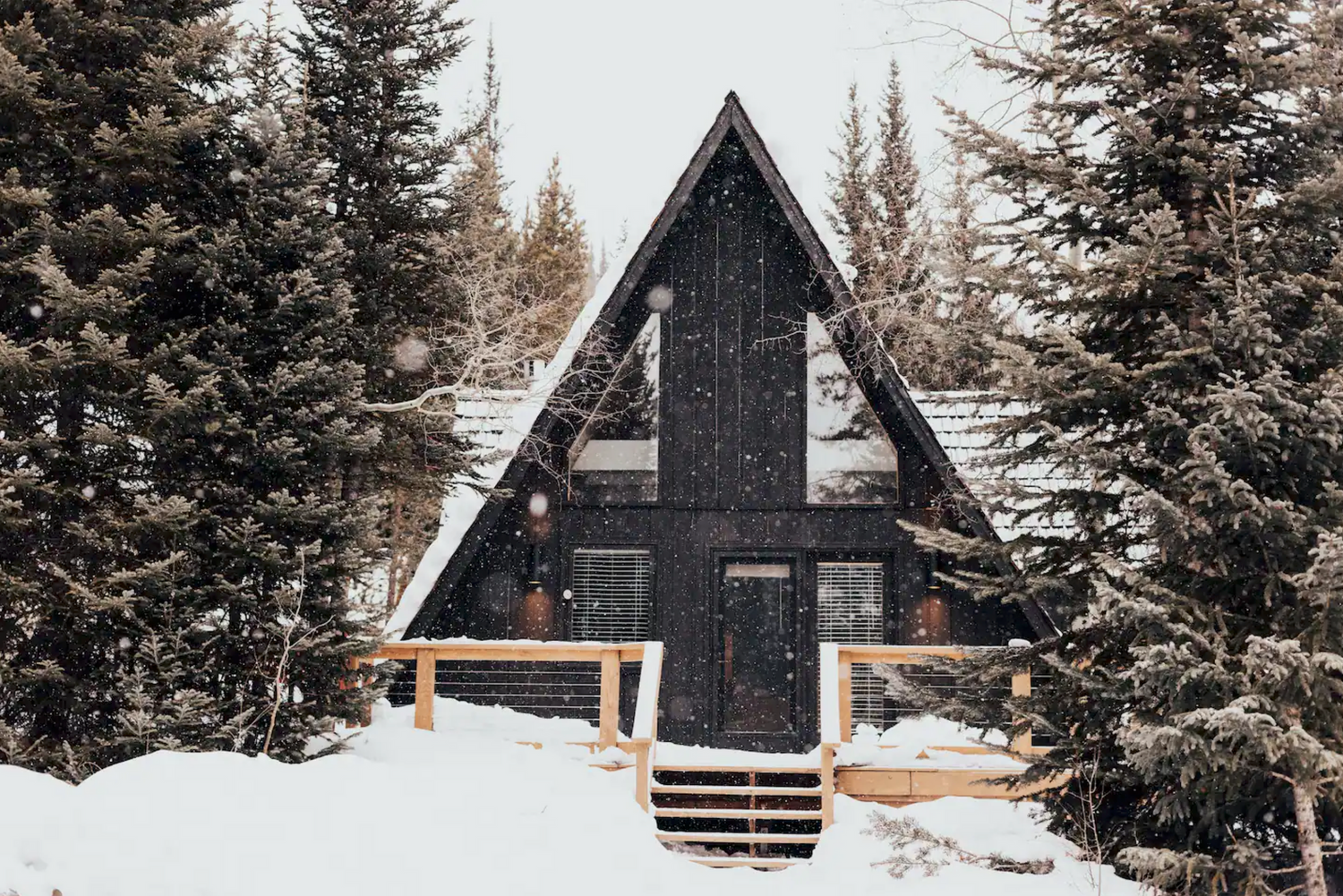 Snowy A Frame cabin perfect for eloping in Breckenridge Colorado