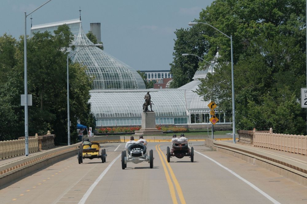 Ragtime racers going towards the Phipps Conservatory, taken at the Pittsburgh Vintage Grand Prix.