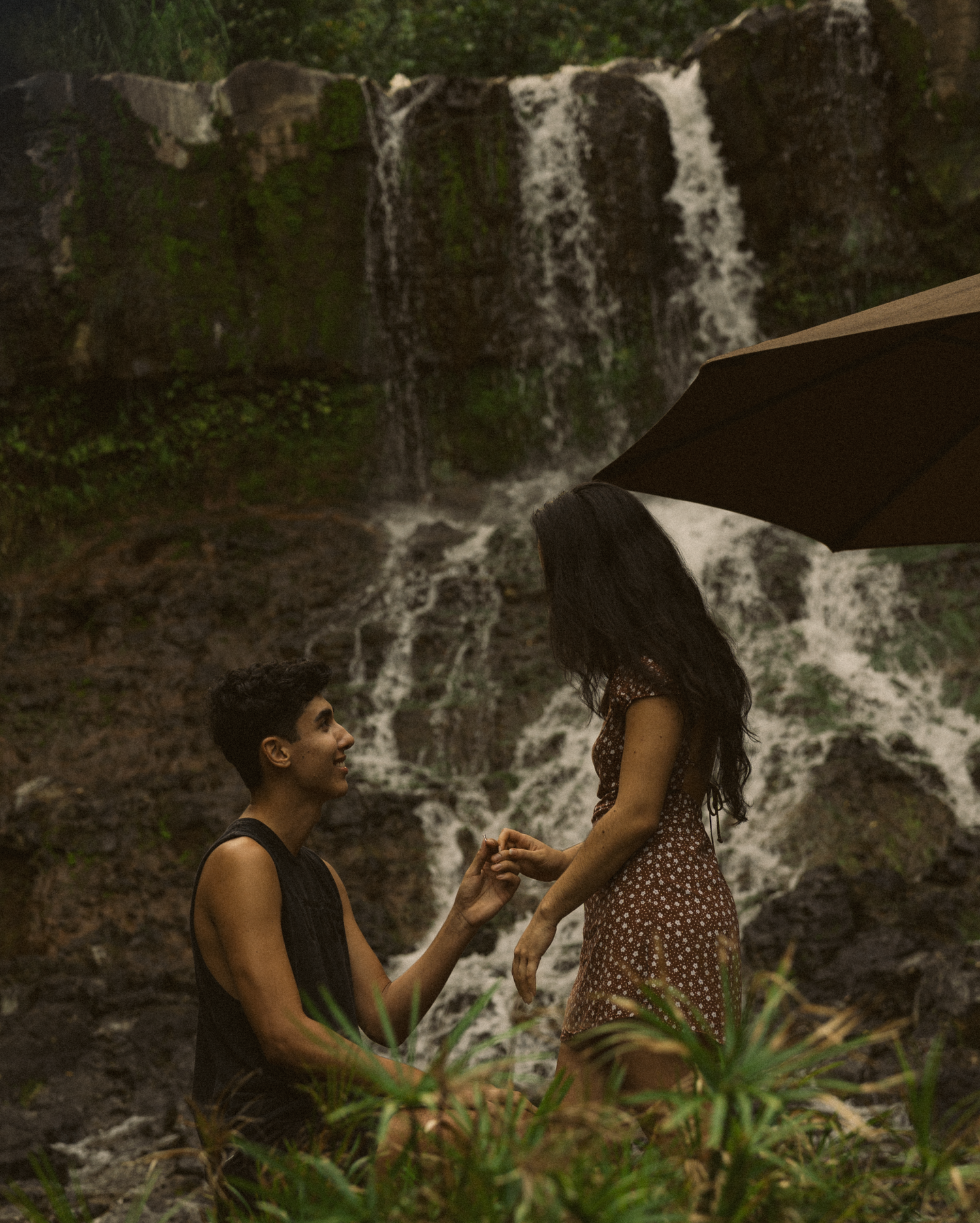 purpose at a waterfall in Hawaii hoopii falls kauai