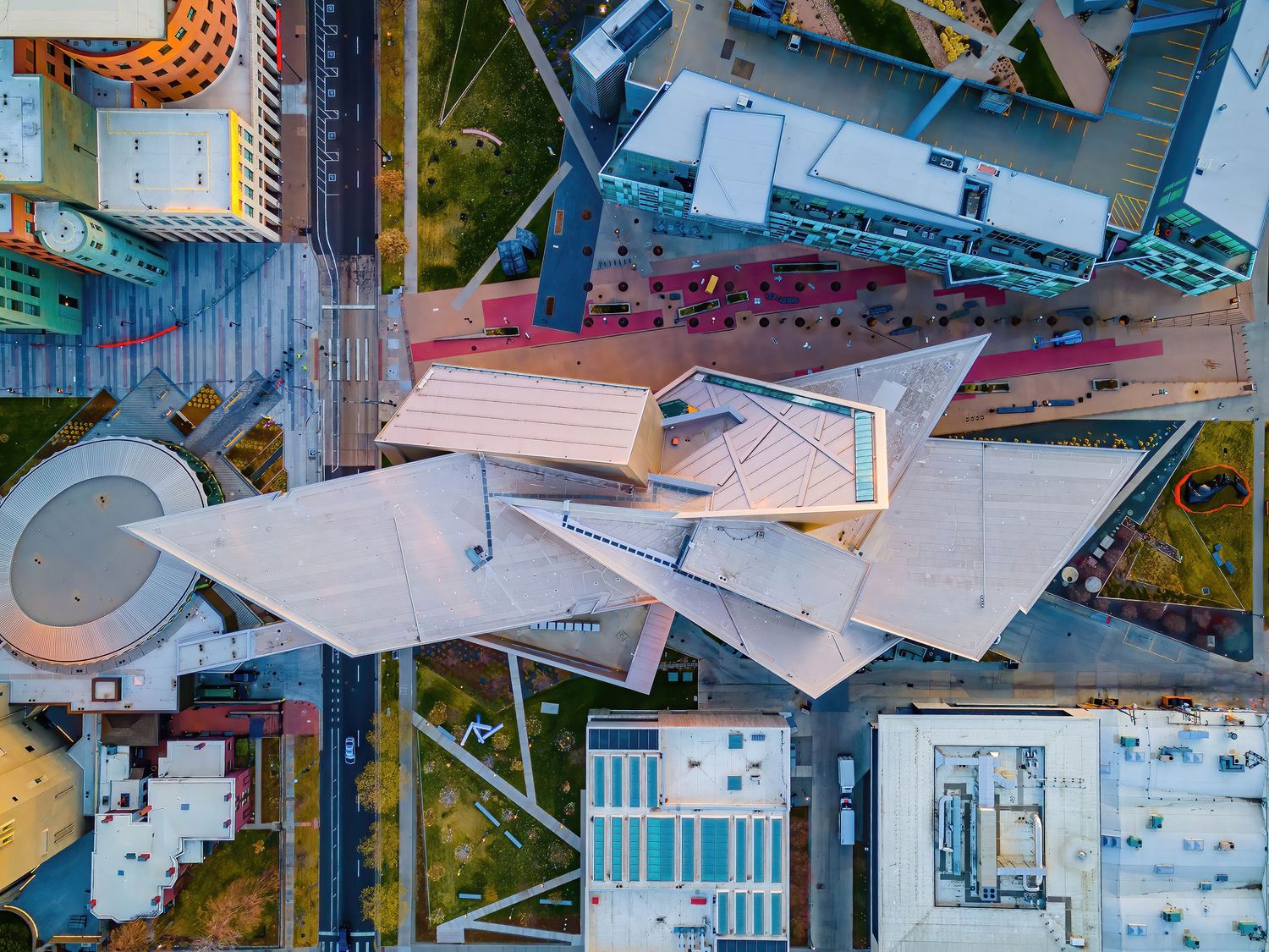 Aerial/Drone photo of Denver Art Museum by Denver Drone, Hospitality, Travel & Tourism photographer Captain Colorado Photography.