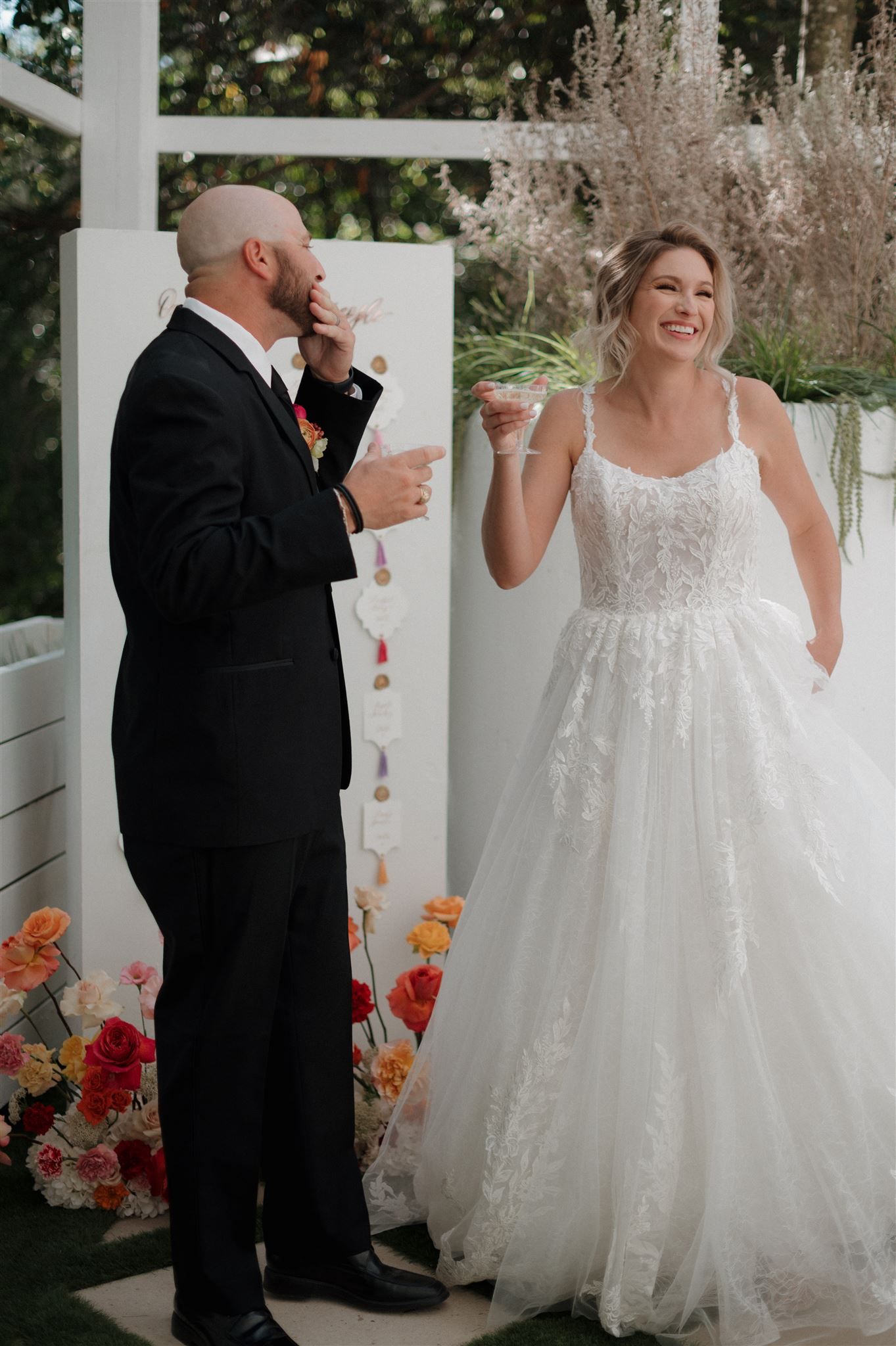 Bride and groom at The Juliana wedding venue in Houston Heights