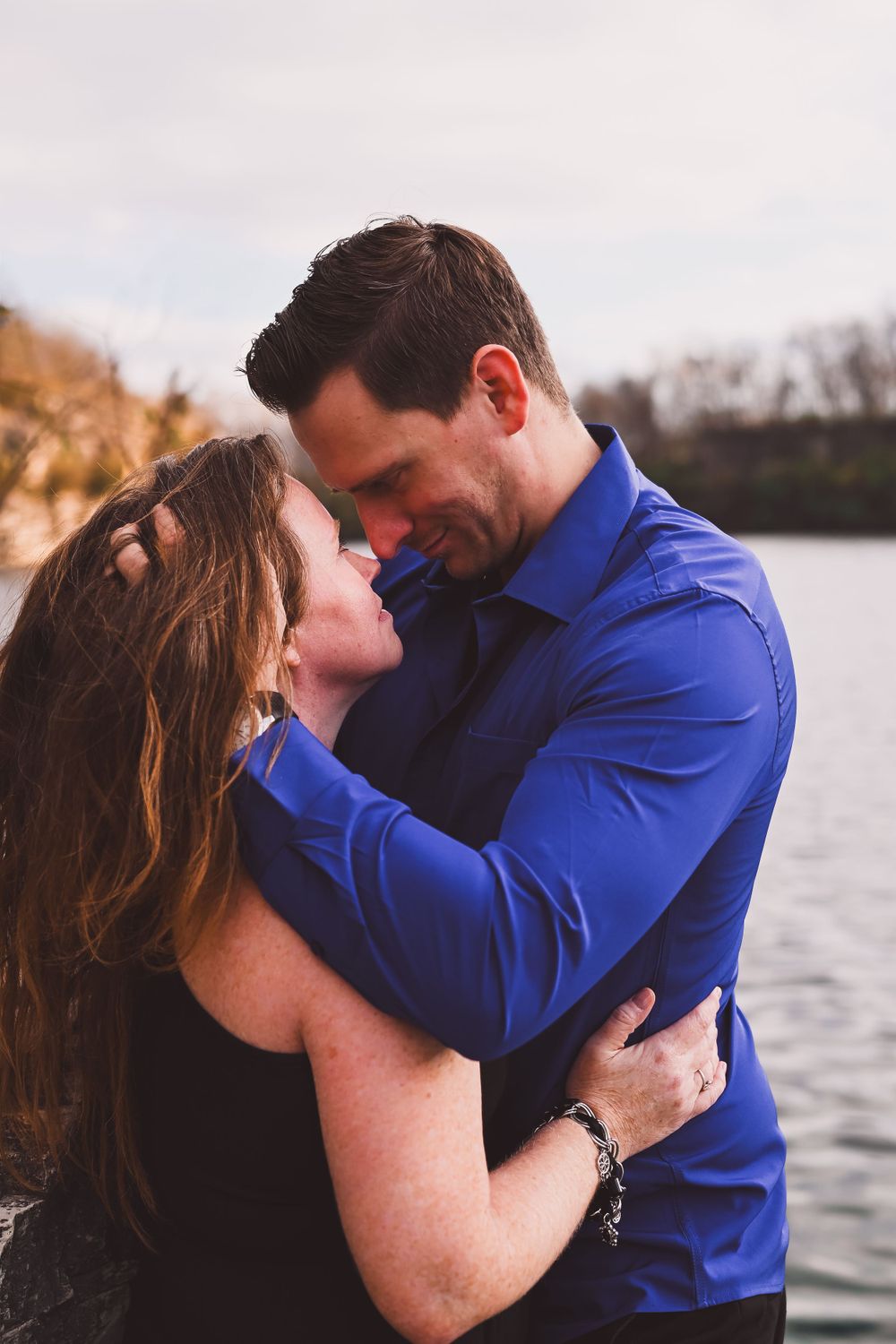 Couple hold each other at France Park in Logansport, Indiana.