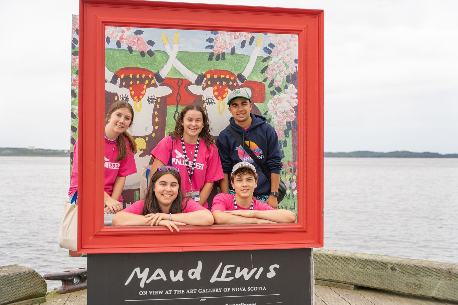 Students playing scavenger hunt along Halifax waterfront.