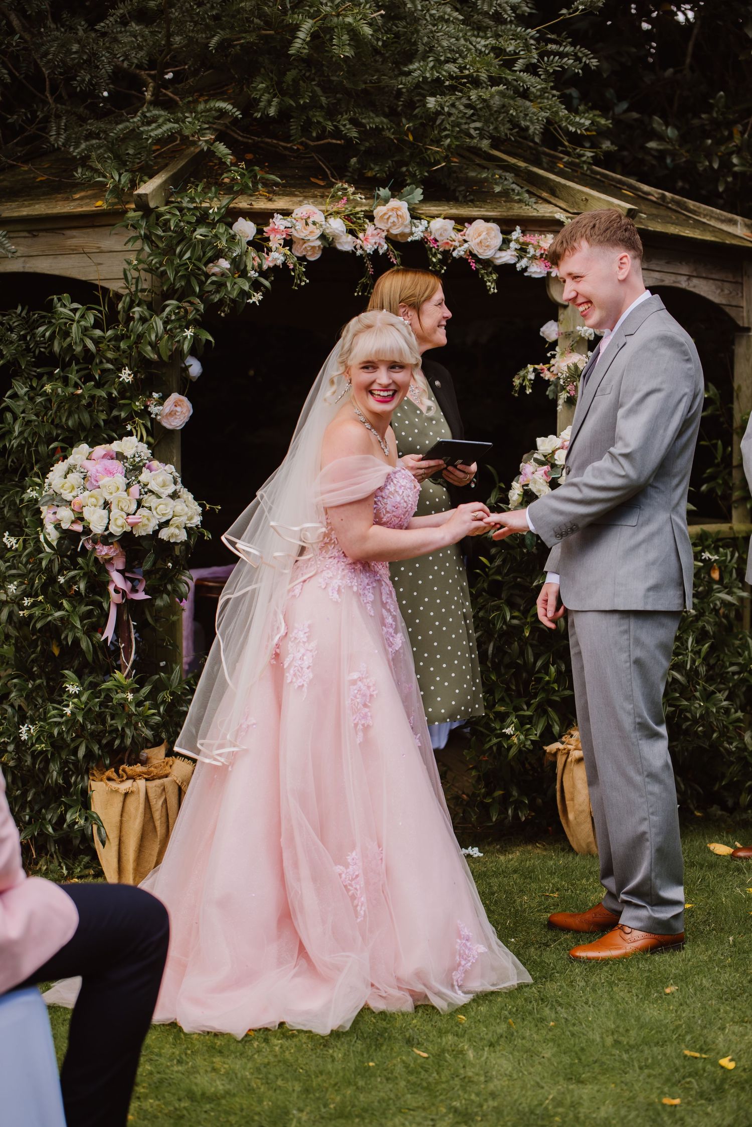 Upwey House. Wedding venue in Weymouth. Manor house wedding Dorset. Outdoor wedding Dorset.   Pink wedding dress. Bridal Reloved Dorchester