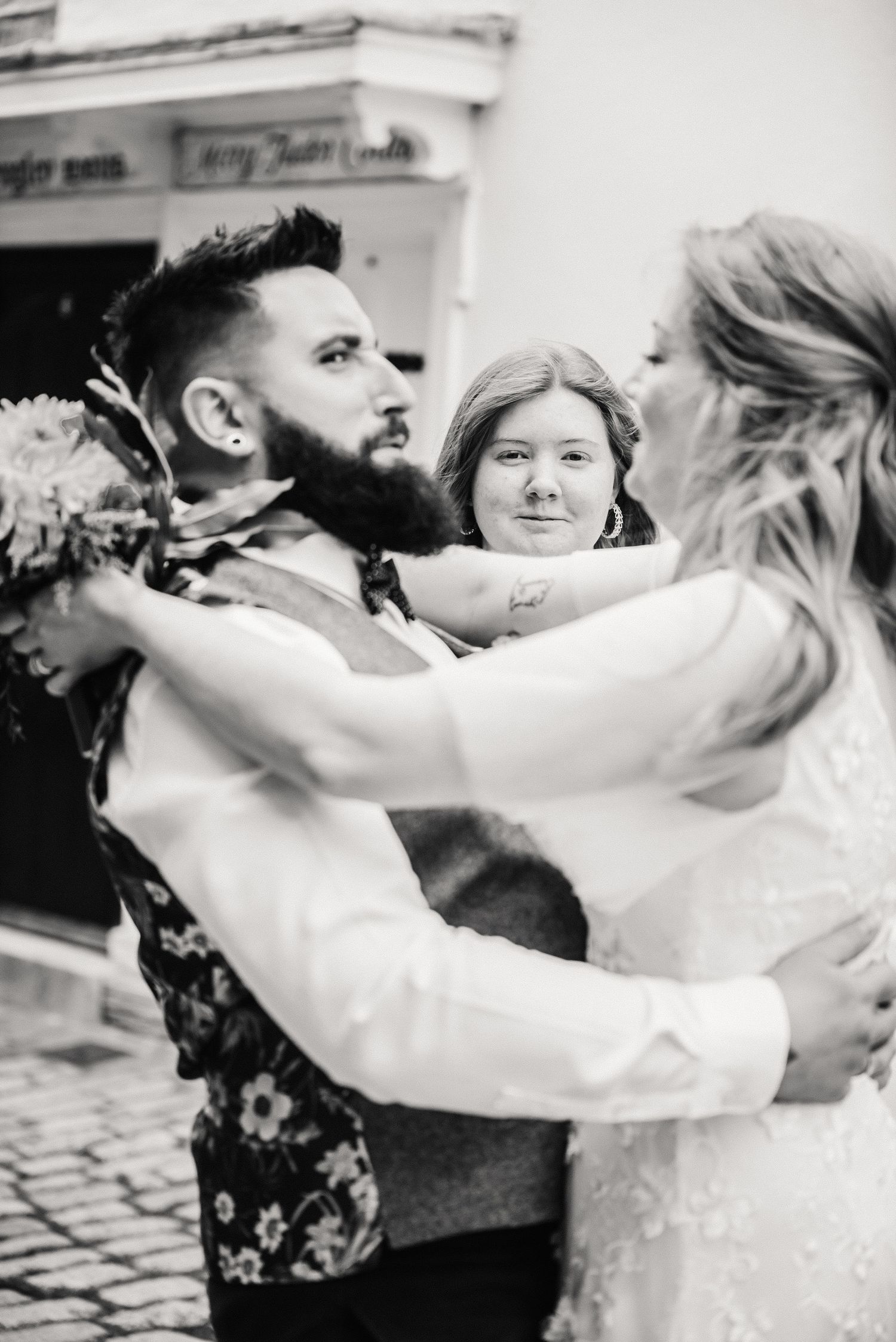 Funny photograph at Poole Registry office Guildhall Documentary candid  Wedding Photographer, Dorset Somerset, Devon