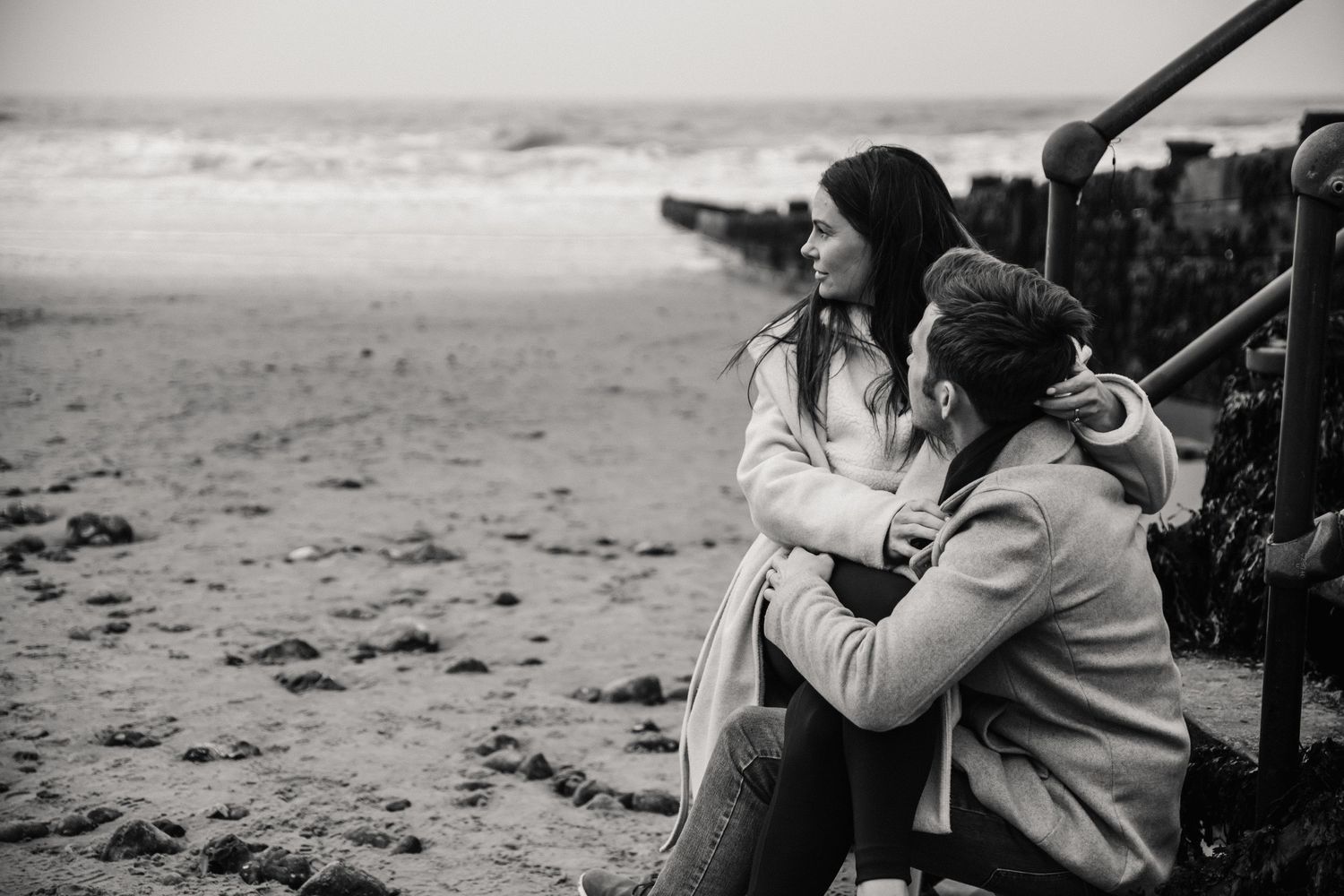 Beach couple engagement photography photo shoot, candid, fun, Dorset, Somerset, Hampshire, Devon. Dorset Photographer. Beach photographer.